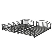 Load image into Gallery viewer, Twin Over Twin Metal Bunk Bed With Slide,Kids House Bed Black+Red
