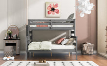 Load image into Gallery viewer, Wood Twin over Full Bunk Bed with Ladder, Gray
