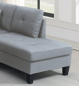 Living Room Furniture 3-PCS Sectional Sofa Set LAF Sofa RAF Chaise And Storage Ottoman Cup Holder Taupe Grey Color Linen-Like Fabric Couch