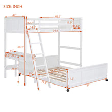 Load image into Gallery viewer, Twin Over Full Bunk Bed with Desk, White
