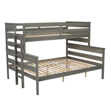 Load image into Gallery viewer, Wood Twin over Full Bunk Bed with Ladder, Gray
