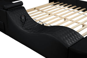 Zoya Smart Multifunctional King Size Bed Made with Wood in Black