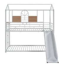 Load image into Gallery viewer, Twin Over Twin Metal Bunk Bed ,Metal Housebed With Slide,Three Colors Available.(White with White  Slide)(OLD SKU :LP000095AAK)
