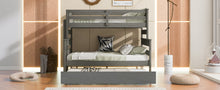 Load image into Gallery viewer, Wood Twin over Full Bunk Bed with Twin Size Trundle, Gray
