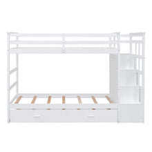 Load image into Gallery viewer, Twin Over Twin Bunk Bed with Trundle and Staircase,White(OLD SKU:LT000068AAK)
