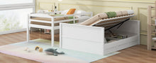 Load image into Gallery viewer, Wood Twin over Full Bunk Bed with Hydraulic Lift Up Storage, White
