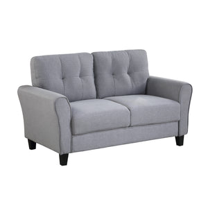 Modern Living Room Sofa Set Linen Upholstered Couch Furniture for Home or Office ,Light Grey-Blue,(1+2 Seat,Old Sku:SG000365AAA)