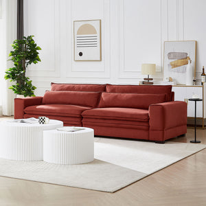 Mid-Century Modern Fabric Sofa, Upholstered Sofa Couch with two pillows  Modern Loveseat Sofa for Living Room RED