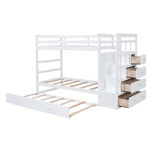 Load image into Gallery viewer, Twin Over Twin Bunk Bed with Trundle and Staircase,White(OLD SKU:LT000068AAK)
