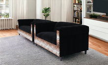 Load image into Gallery viewer, Black Velvet Loveseat and Sofa Set for Living Room with Leopard Print, Modern Décor Couch Sets for Living Room, Bedrooms with Solid Wood Frame
