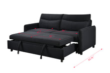 Load image into Gallery viewer, 3 in 1 Convertible Sleeper Sofa Bed, Modern Fabric Loveseat Futon Sofa Couch w/Pullout Bed, Small Love Seat Lounge Sofa w/Reclining Backrest, Furniture for Living Room, Black
