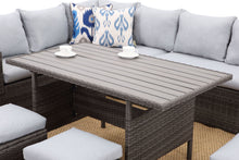 Load image into Gallery viewer, 7-Pieces PE Rattan Wicker Patio Dining Sectional Cusions Sofa Set with Grey cushions
