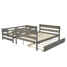 Load image into Gallery viewer, Wood Twin over Full Bunk Bed with Twin Size Trundle, Gray
