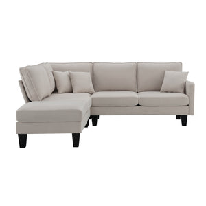 [VIDEO provided][New]90*88" Terrycloth Modern Sectional Sofa,5-Seat Practical Couch Set with Chaise Lounge,L-Shape minimalist Indoor Furniture with 3 Pillows for Living Room,Apartment,Office, 3 Colors