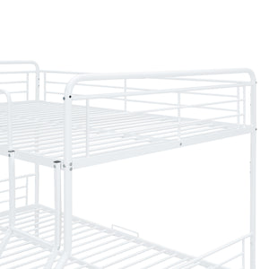 Full XL Over Queen Metal Bunk Bed with 2 Drawers, White