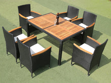 Load image into Gallery viewer, EELIFEE 7 piece Outdoor Patio Wicker Dining Set Patio Wicker Furniture Dining Set w/Acacia Wood Top
