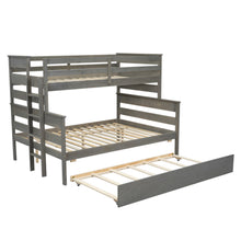 Load image into Gallery viewer, Wood Twin over Full Bunk Bed with Twin Size Trundle, Gray
