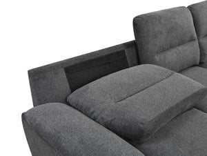 95'' Sectional Sofa with Ultra Soft Back Cushion,Sleeper Sectional Sofa with Pull Out Couch Bed and Storage Ottoman,Gray