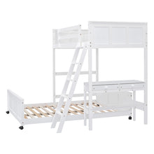 Load image into Gallery viewer, Twin Over Full Bunk Bed with Desk, White
