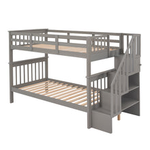 Load image into Gallery viewer, Stairway Twin-Over-Twin Bunk Bed with Storage and Guard Rail for Bedroom, Dorm, Gray color(OLD SKU :LP000109AAE)
