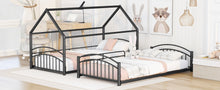 Load image into Gallery viewer, Twin Over Twin Metal Bunk Bed With Slide,Kids House Bed Black+Red
