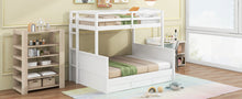 Load image into Gallery viewer, Wood Twin over Full Bunk Bed with Hydraulic Lift Up Storage, White
