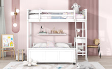 Load image into Gallery viewer, Twin Over Full Bunk Bed with Desk, White
