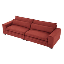 Load image into Gallery viewer, Mid-Century Modern Fabric Sofa, Upholstered Sofa Couch with two pillows  Modern Loveseat Sofa for Living Room RED
