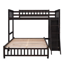 Load image into Gallery viewer, Wooden Twin Over Full Bunk Bed With Six Drawers And Flexible Shelves,Bottom Bed With Wheels,Espresso(OLD SKU:LP000531AAP)
