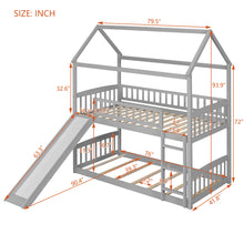 Load image into Gallery viewer, Twin Over Twin Bunk Bed with Slide, House Bed with Slide, Gray(OLD SKU: LT000213AAE
