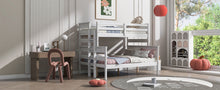 Load image into Gallery viewer, Wood Twin over Full Bunk Bed with Ladder, White
