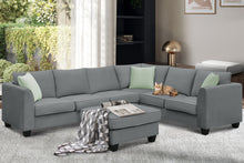 Load image into Gallery viewer, [VIDEO provided] 112*87&quot; Sectional Sofa Couches Living Room Sets 7 Seats Modular Sectional Sofa with Ottoman L Shape Fabric Sofa Corner Couch Set with 3 Pillows, Grey
