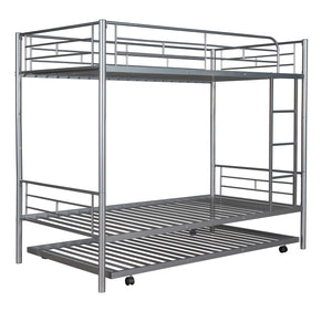 Twin-Over-Twin Metal Bunk Bed With Trundle,Can be Divided into two beds,No Box Spring needed ,White ( old sku: MF194806AAN )