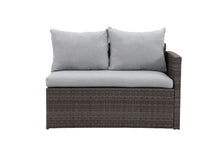 Load image into Gallery viewer, 7-Pieces PE Rattan Wicker Patio Dining Sectional Cusions Sofa Set with Grey cushions
