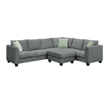 Load image into Gallery viewer, [VIDEO provided] 112*87&quot; Sectional Sofa Couches Living Room Sets, 7 Seats Modular Sectional Sofa with Ottoman, L Shape Fabric Sofa Corner Couch Set with 3 Pillows, Grey(New of GS008210AAG)
