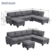 Load image into Gallery viewer, [VIDEO provided] [New] 104.3*78.7&quot; Modern L-shaped Sectional Sofa,7-seat Linen Fabric Couch Set with Chaise Lounge and Convertible Ottoman for Living Room,Apartment,Office,3 Colors
