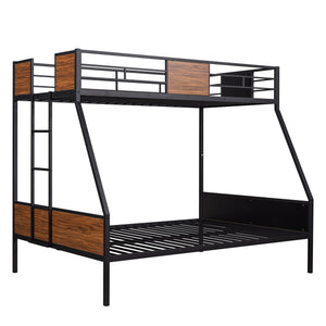 Twin-over-full bunk bed modern style steel frame bunk bed with safety rail, built-in ladder for bedroom, dorm, boys, girls, adults (OLD SKU:LP000090AAD)