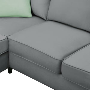 [VIDEO provided] 112*87" Sectional Sofa Couches Living Room Sets, 7 Seats Modular Sectional Sofa with Ottoman, L Shape Fabric Sofa Corner Couch Set with 3 Pillows, Grey(New of GS008210AAG)