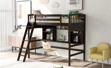 Load image into Gallery viewer, Twin size Loft Bed with Storage Shelves, Desk and Ladder, Espresso(OLD SKU :LP000140PAA)
