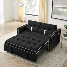 Load image into Gallery viewer, Modern 55.5&quot; Pull Out Sleep Sofa Bed 2 Seater Loveseats Sofa Couch with side pockets, Adjsutable Backrest and Lumbar Pillows for Apartment Office Living Room
