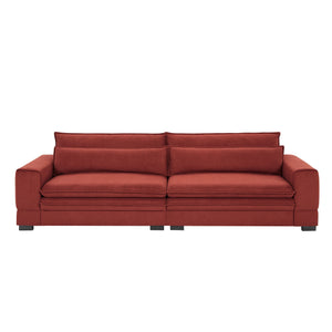 Mid-Century Modern Fabric Sofa, Upholstered Sofa Couch with two pillows  Modern Loveseat Sofa for Living Room RED