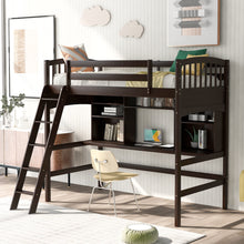 Load image into Gallery viewer, Twin size Loft Bed with Storage Shelves, Desk and Ladder, Espresso(OLD SKU :LP000140PAA)
