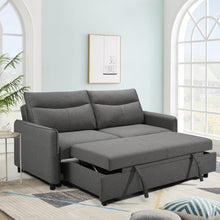 Load image into Gallery viewer, 3 in 1 Convertible Sleeper Sofa Bed, Modern Fabric Loveseat Futon Sofa Couch w/Pullout Bed, Small Love Seat Lounge Sofa w/Reclining Backrest, Furniture for Living Room, Grey
