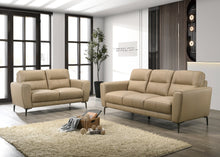 Load image into Gallery viewer, Taupe Color Top Grain Leather 2pc Sofa Set Sofa And Loveseat Contemporary Living Room Furniture Full Leather Couch
