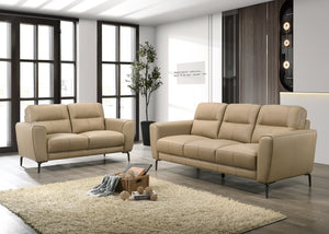 Taupe Color Top Grain Leather 2pc Sofa Set Sofa And Loveseat Contemporary Living Room Furniture Full Leather Couch